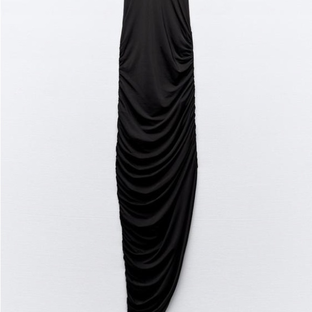 Elegant Black Ruched Maxi Dress